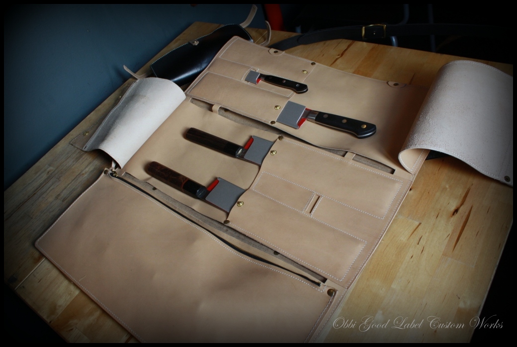 Custom Works Chef's Knife bag Obbi Good Label, Handmade Leather Company