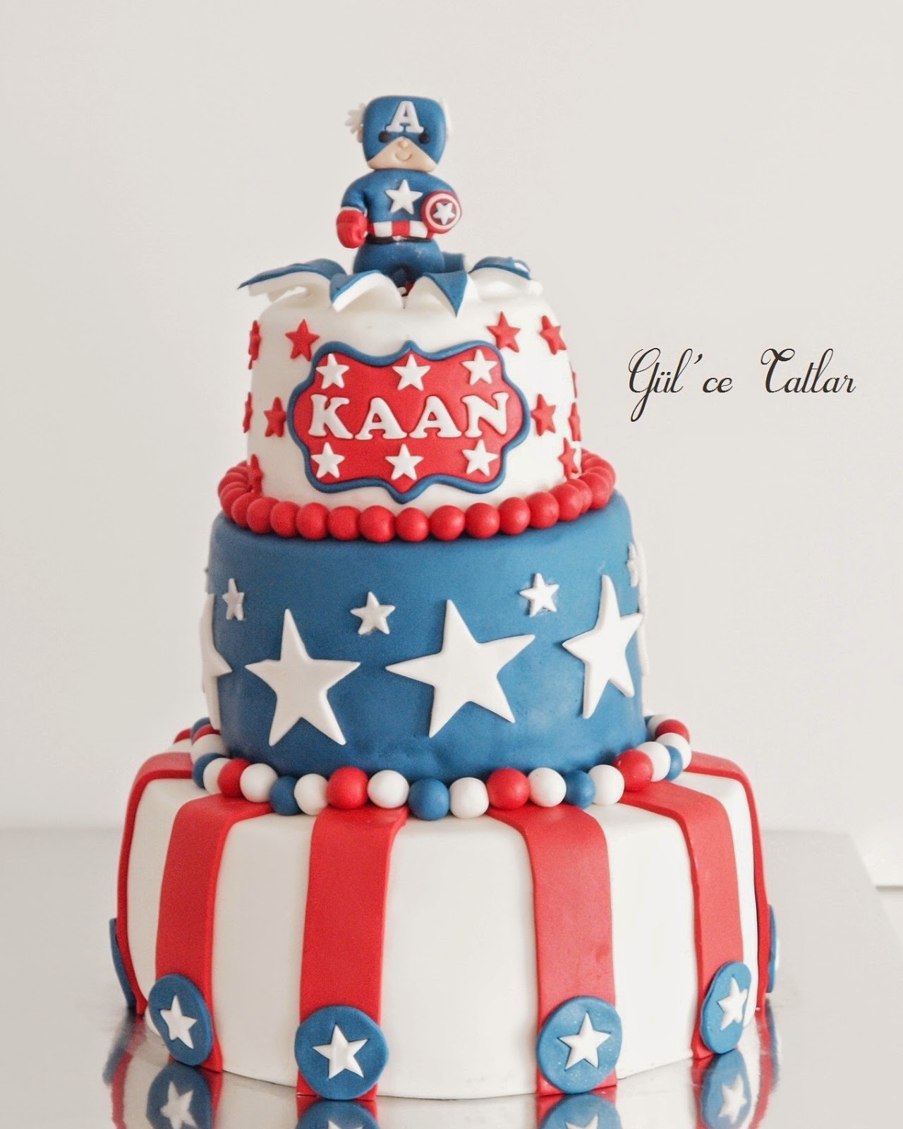 Captain America Temalı Doğum Günü Pastası ve Cupcakeleri Gül�ce Tatlar
