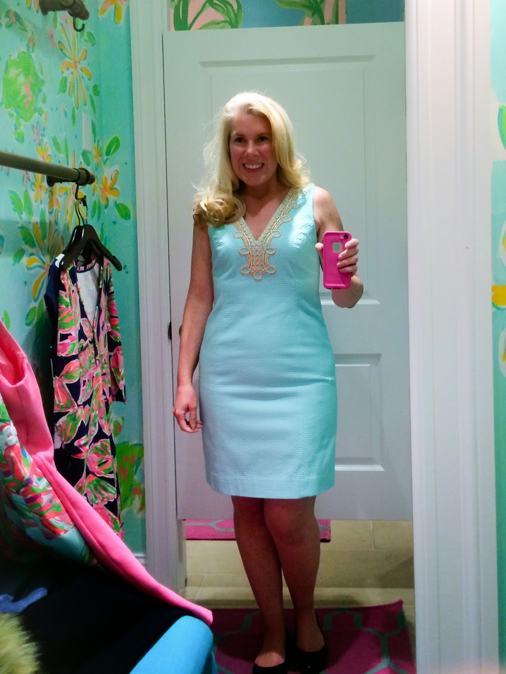 lilly pulitzer blue and gold dress