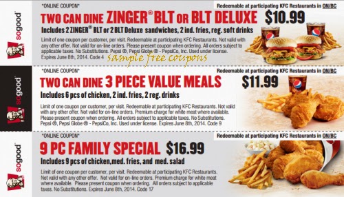 kfc coupons oktober 2016