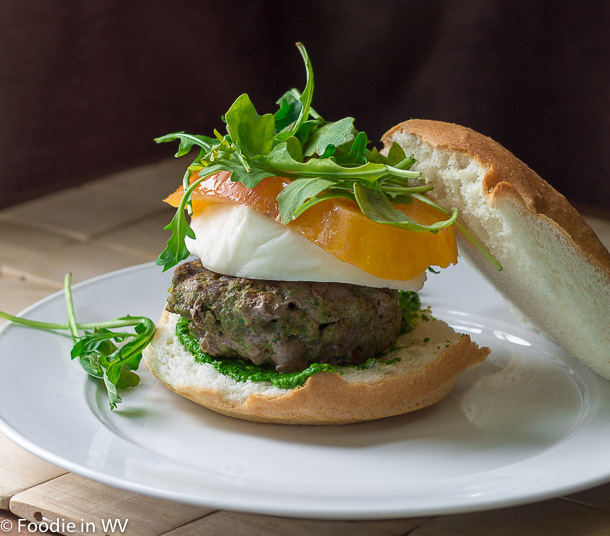 Recipe for Burgers with Mozzarella and SpinachArugula Pesto Foodie in WV