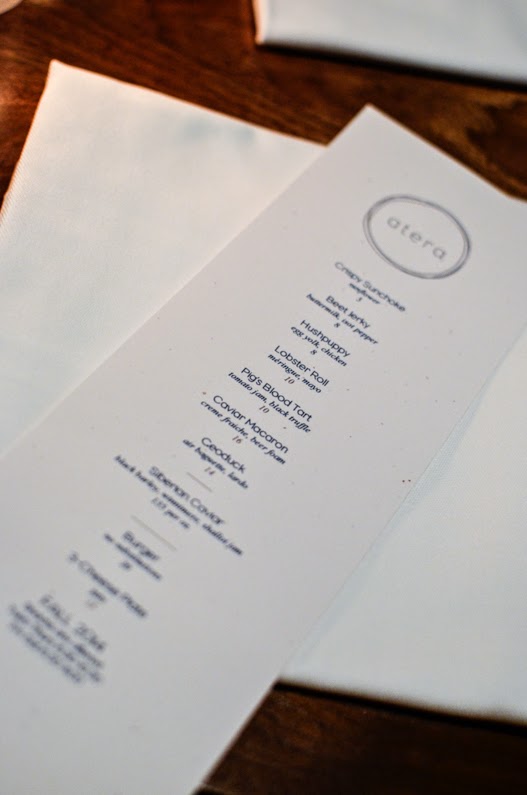 Atera restaurant menu