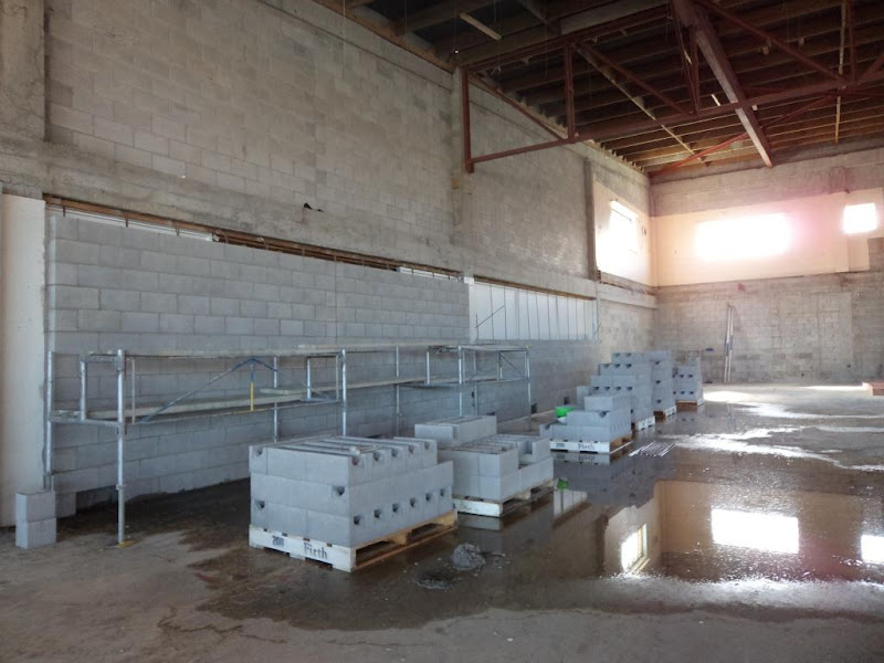 the concrete block wall between te takere and the levin mall is title=