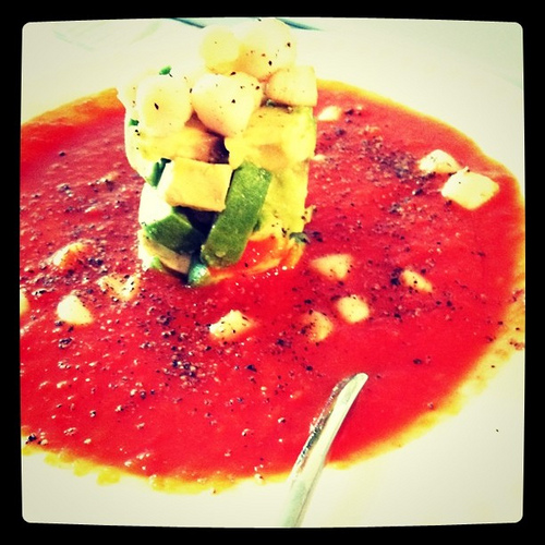 Behind the French Menu Avocat, an Avocado in French. Avocados on French Menus.