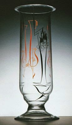 enamelled glass vase by Jaap Gidding for Glasfabriek Leerdam