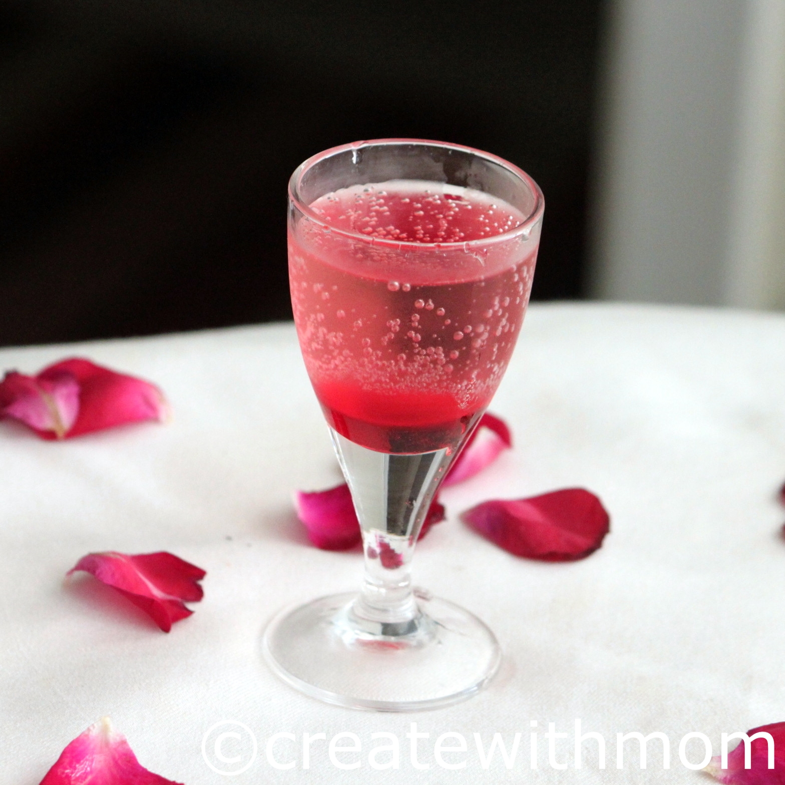 Create With Mom Rose syrup sparkling drink and Essie nail polish for a