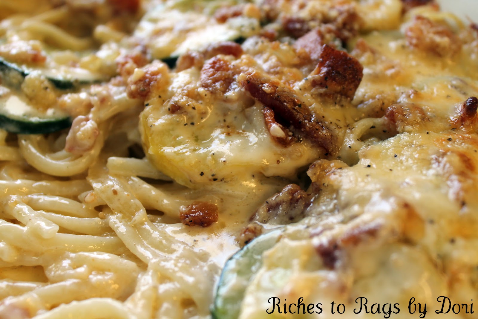 *Riches to Rags* by Dori Linguine Vegetable Alfredo Bake