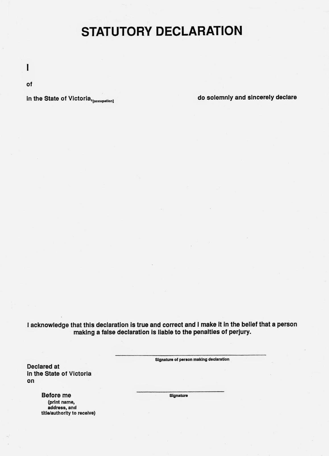 Statutory declaration form victoria 2019 word document