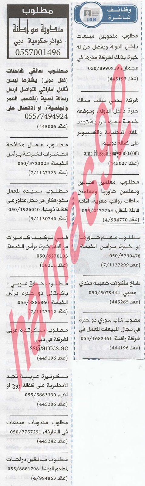 وظائف شاغرة فى جريدة الخليج الامارات الخميس 13-06-2013 %D8%A7%D9%84%D8%AE%D9%84%D9%8A%D8%AC+6