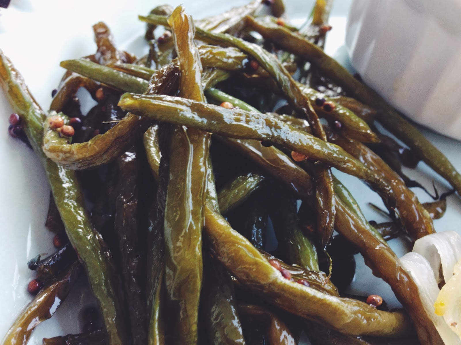 simply indecisive honey mustard green beans