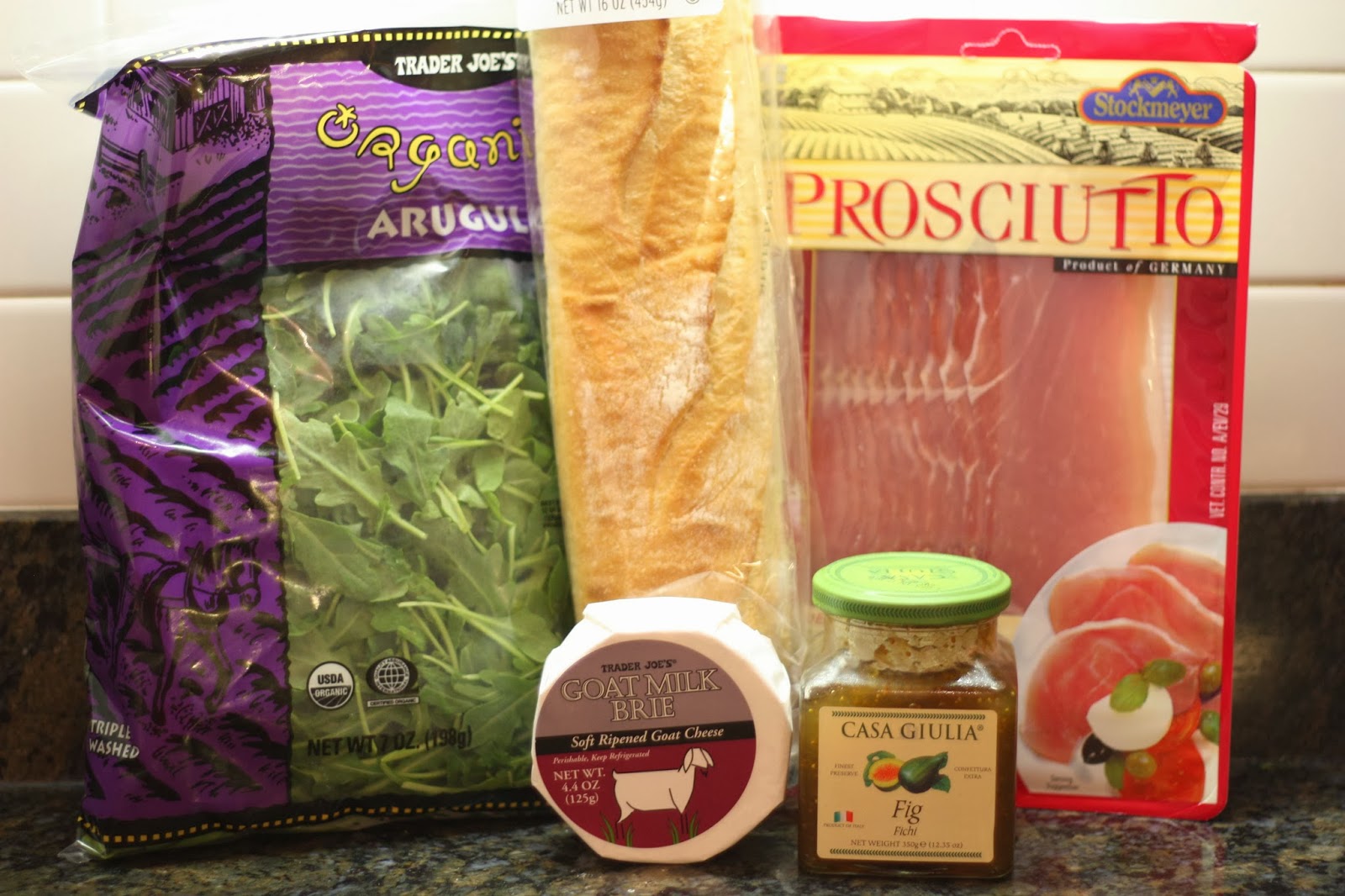 Mrs. Duckie Prosciutto, Brie, Fig and Arugula Sandwhich