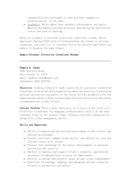 sample personal protection consultant resume under executive protection resumes