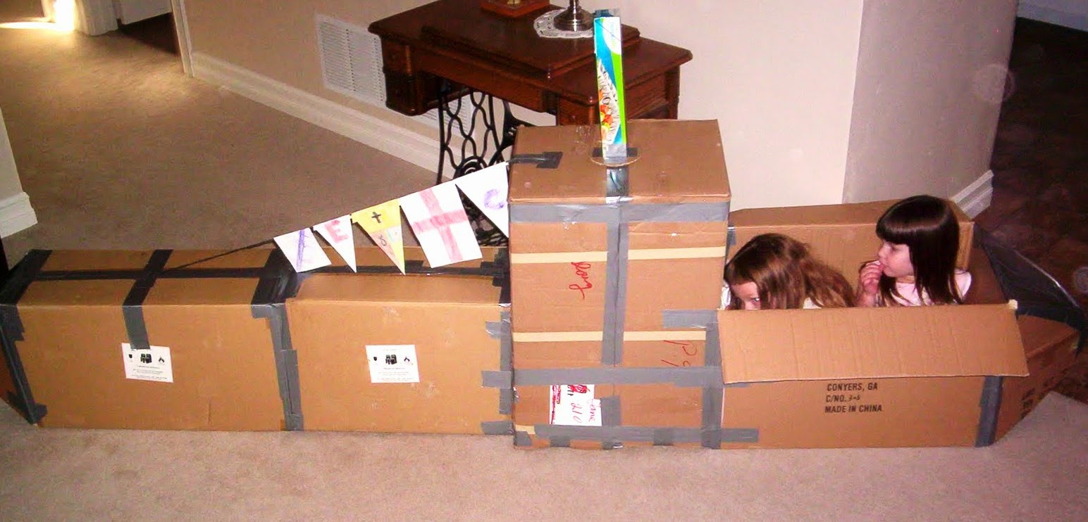almost unschoolers cardboard box submarine