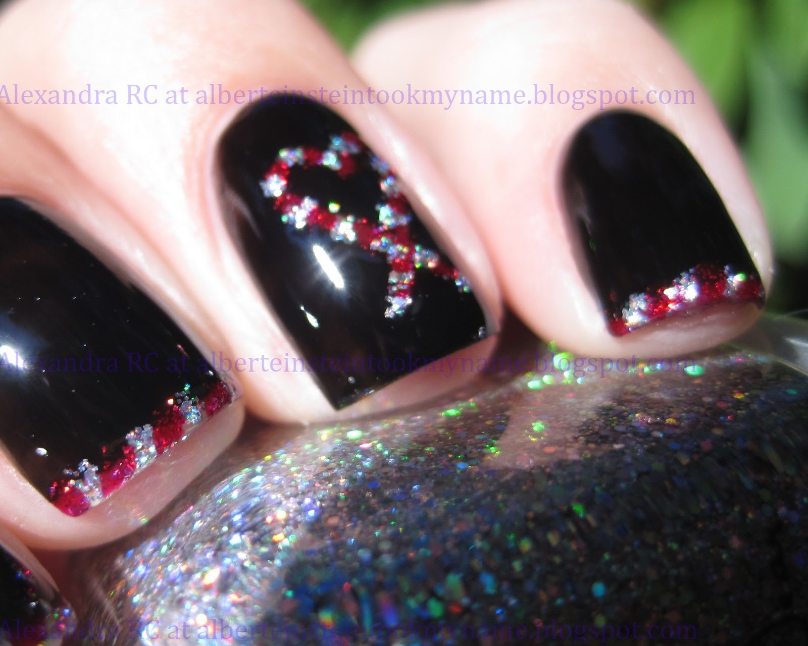 Sparkly Vernis Candy Cane tips