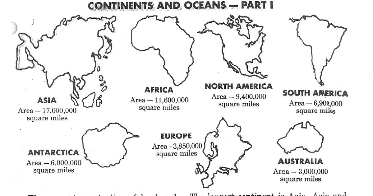 Color the continents worksheet picture