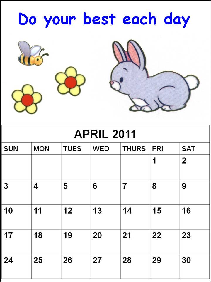 Blank Cute April 2011 Calendar cute quotes for kids. Blank Cute April 2011 Calendar