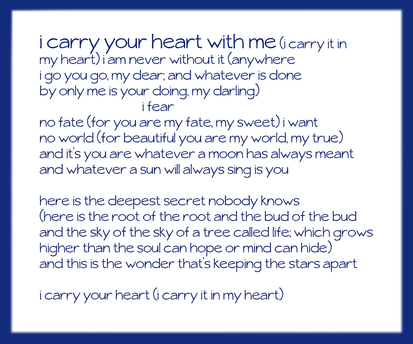 I Carry Your Heart In Mine Cummings