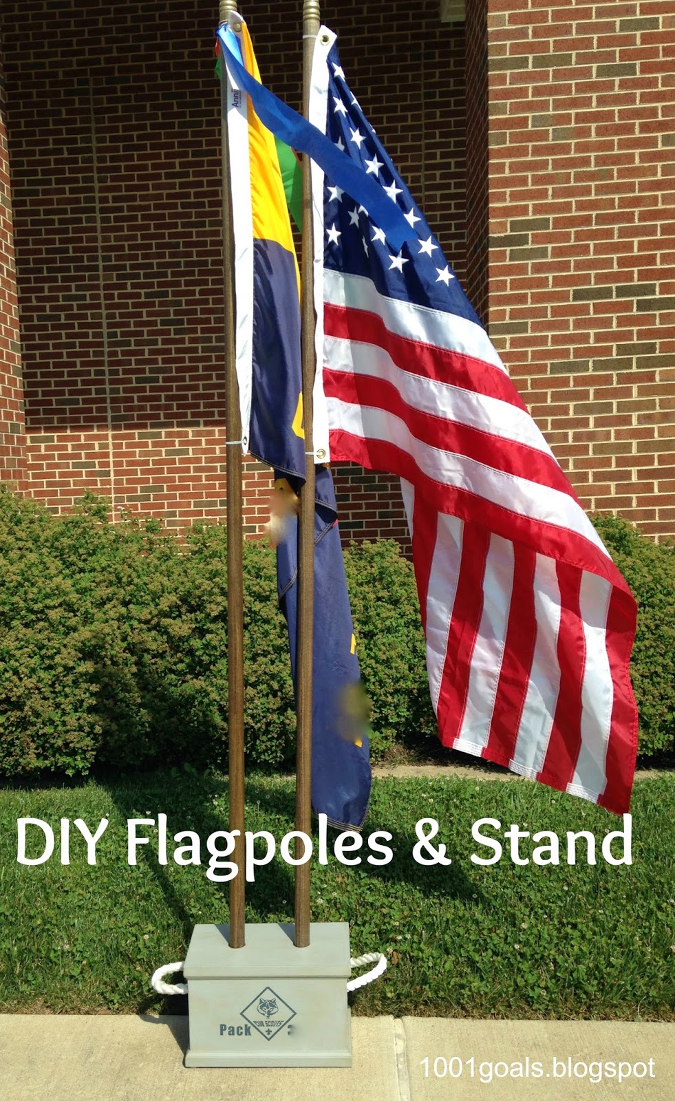1001 Goals DIY Flagpoles and Stand {Cub Scouts}