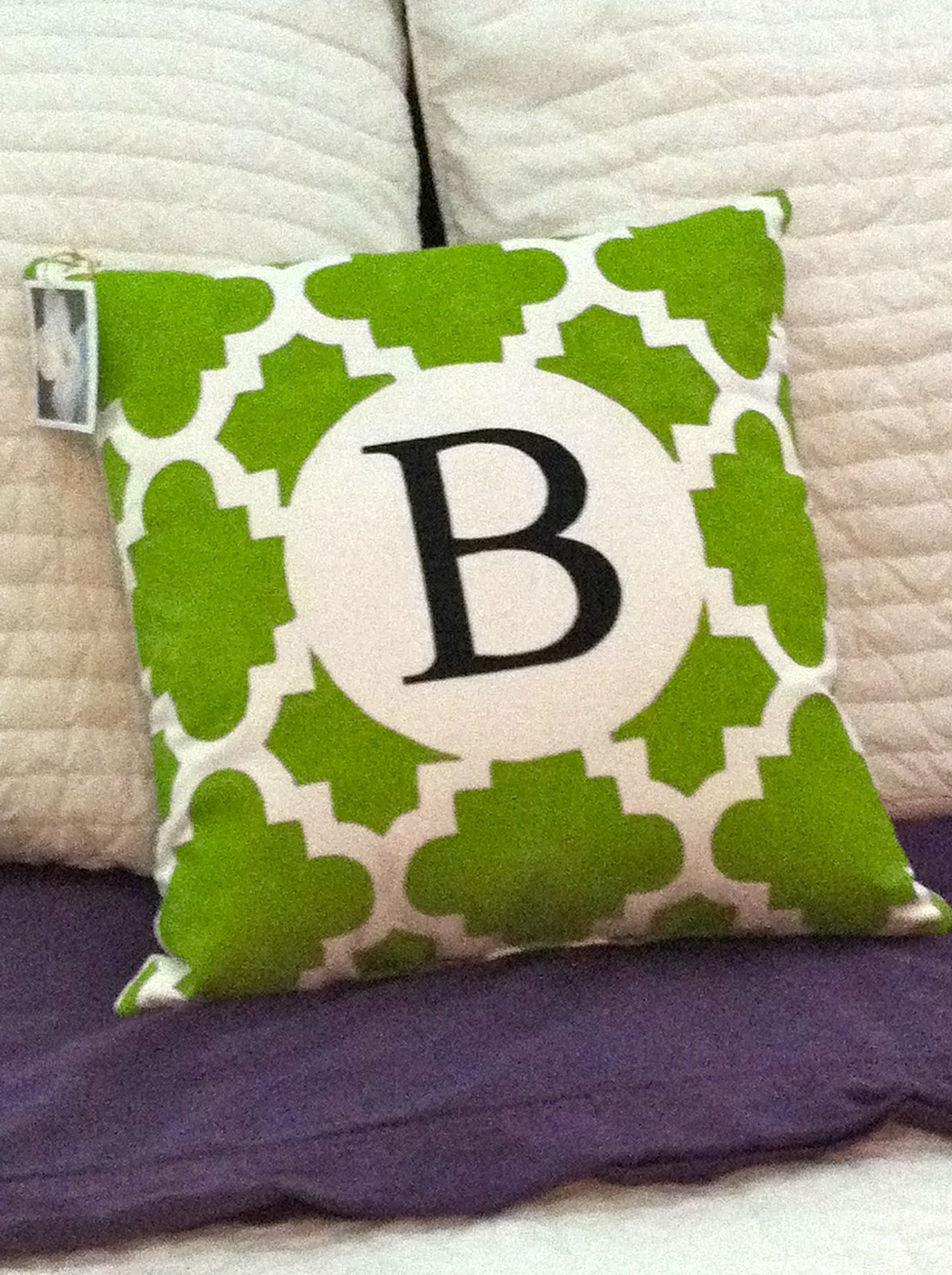 GraceAdkinsDesigns Small HandPainted Green Lattice Pillow