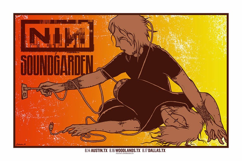 INSIDE THE ROCK POSTER FRAME BLOG: Nine Inch Nails & Soundgarden Jermaine  Rogers Texas and California Posters