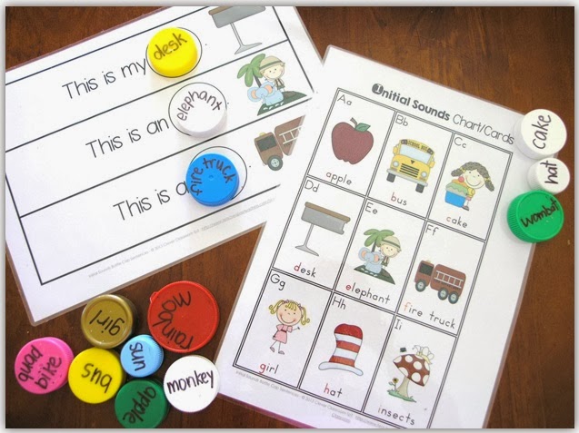 Initial Sounds Bottle Cap Sentences Center Activity Clever Classroom Initial Sounds Bottle Cap Sentences Center Activity Clever Classroom