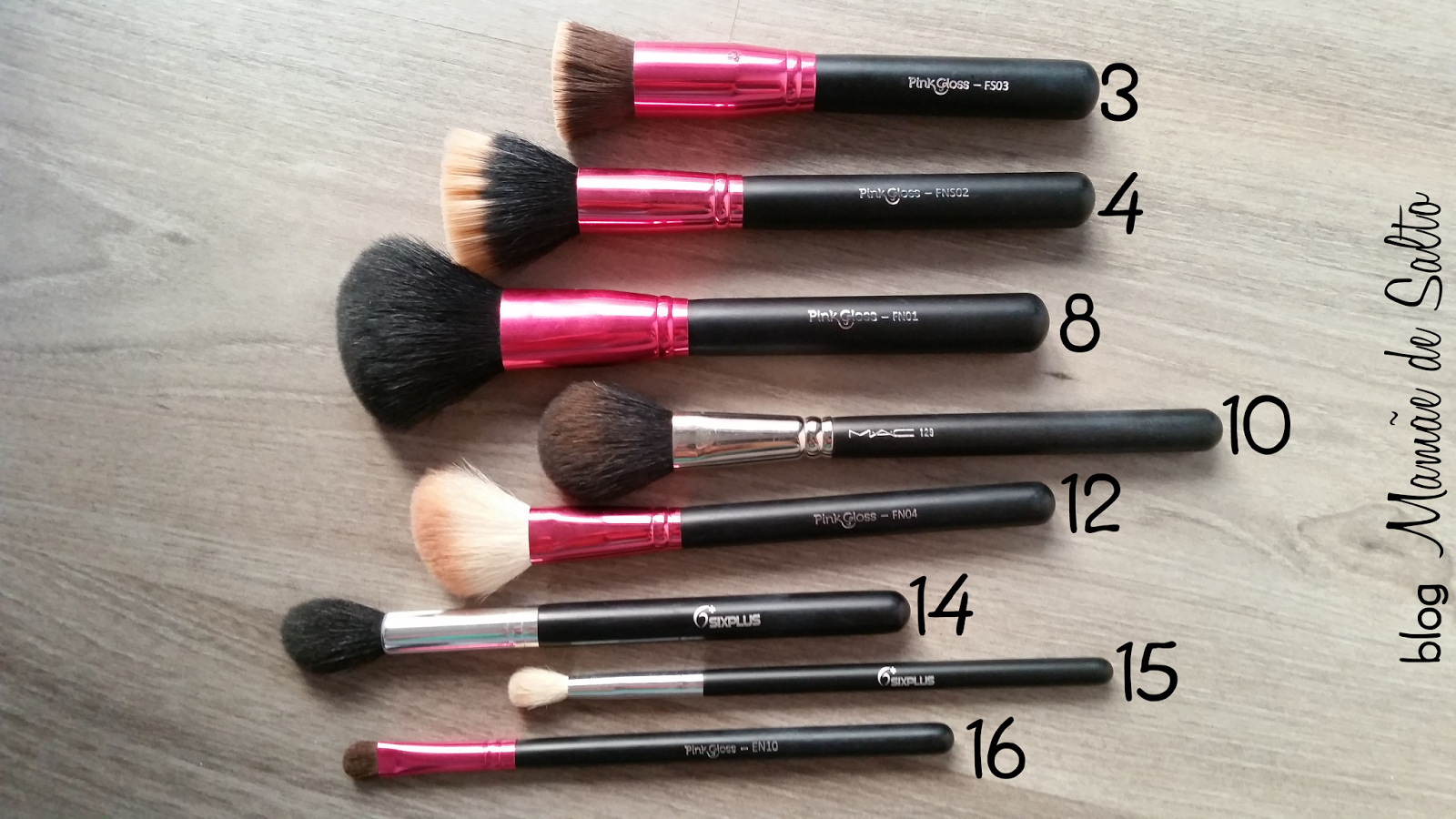 pincéis usados maquiagem sixplus, pink gloss, mac / blog Mamãe de Salto