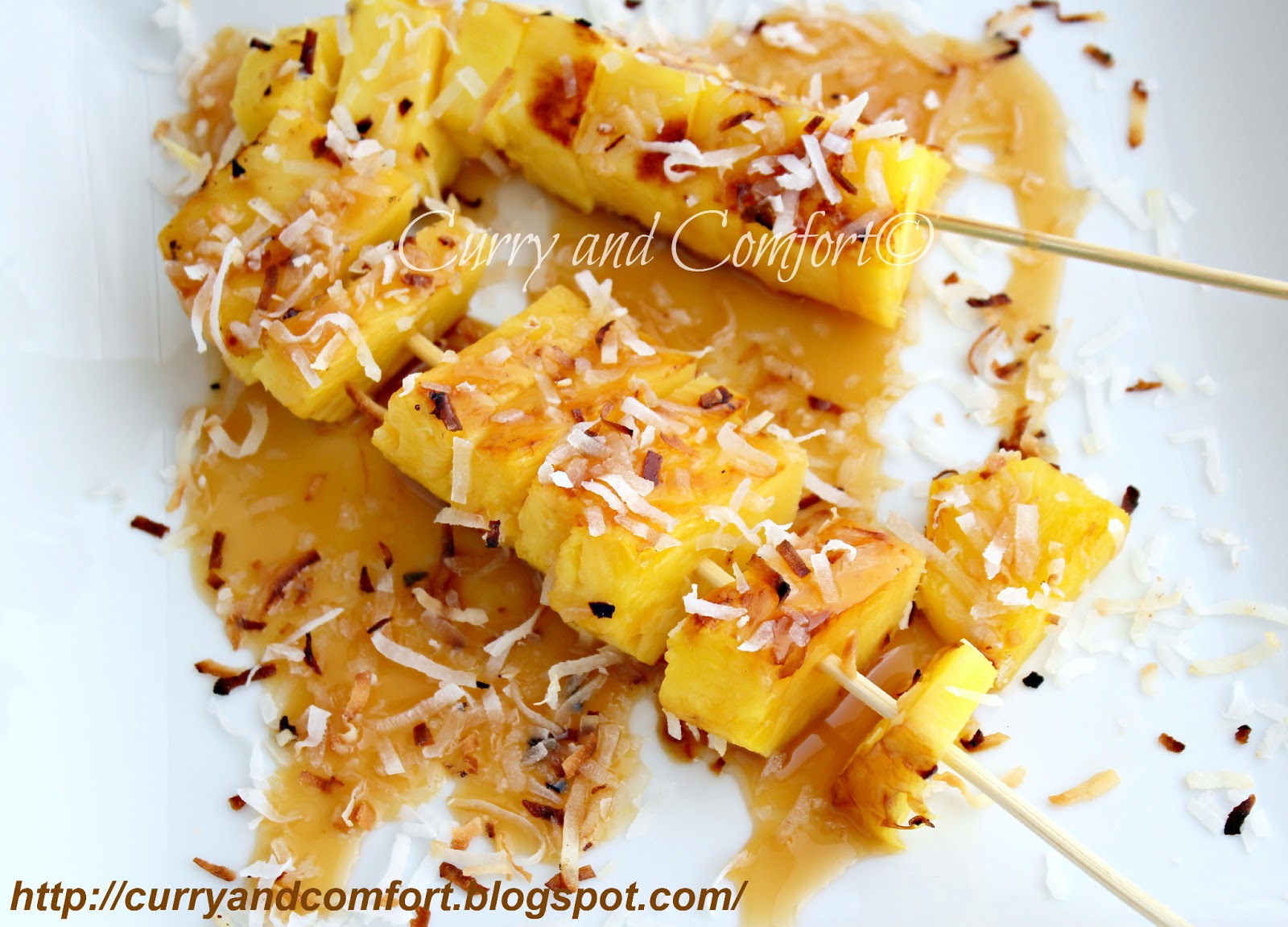 Kitchen Simmer Grilled Pineapple Skewers with Coconut Caramel Sauce