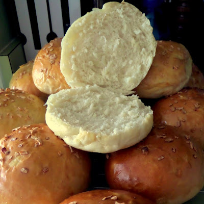 Onion Buns:  Soft and fluffy buns studded with onions