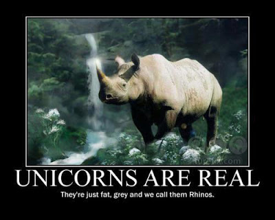 Unicorns are real, funny demotivational Rhino picture