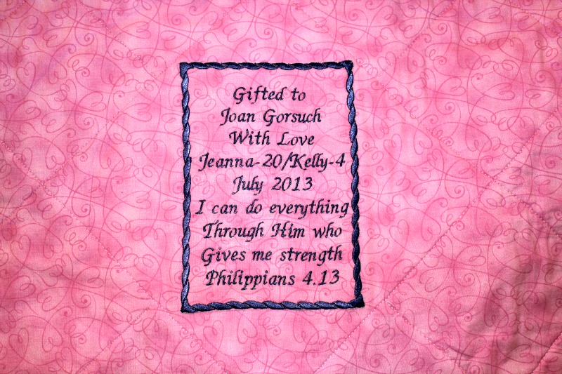 Slammin' the Screen Door Cancer Quilt, Stockings and Lunch with Mama