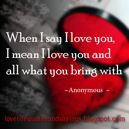 When I say I love you, I mean I love you and all what you bring with
