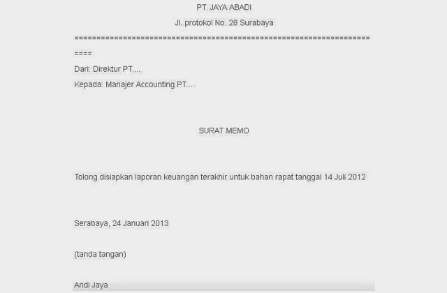 Contoh Surat Indonesia Contoh Memo Dan Penulisannya Mei 2015