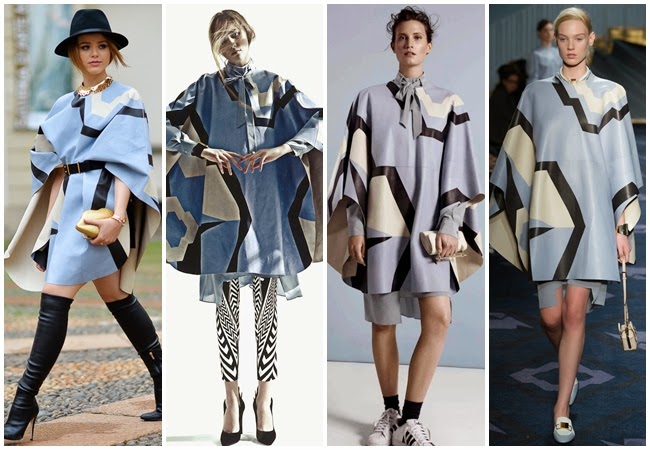 Tod's 2014 AW Light Blue Graphic Cape 16 Looks Same or Not by Sheena 宣娜:名模撞衫穿搭