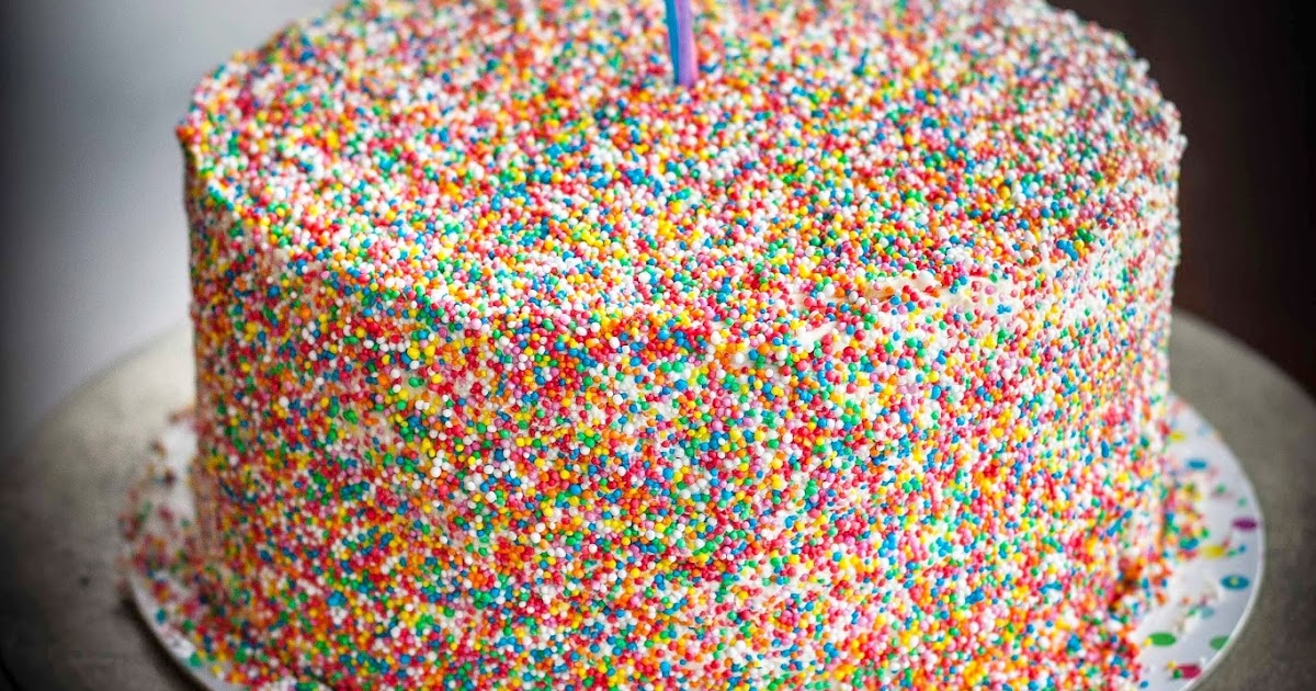 baking = love Party Time Hundreds and Thousands Sprinkles Layer Cake