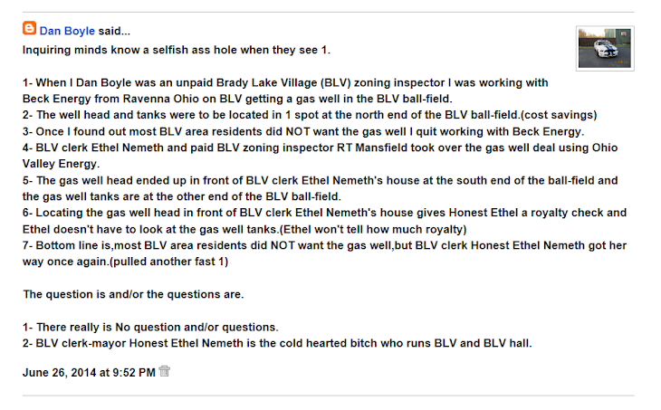 Here's another way Brady Lake Village clerk Ethel Nemeth keeps the BLV clerk gang lie alive.