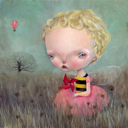 dilka bear ilustrações pinturas surreais crianças meninas cabeção