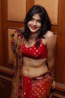 South indian actress Nicole navel show in red saree and red Hot top1