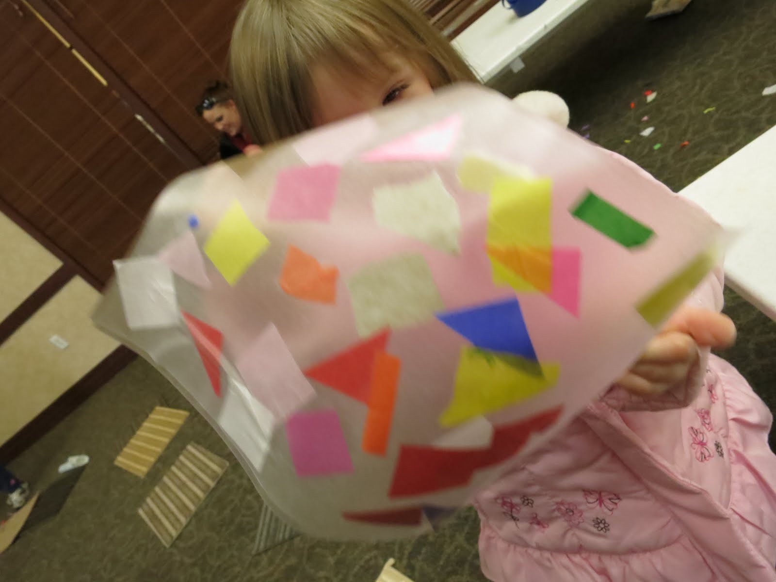 Toddler Art Class Sticky "Stained Glass" library makers