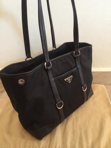 red prada tote bag - Truly Vintage: Authentic Prada Tessuto Nylon Tote + Leather Trim