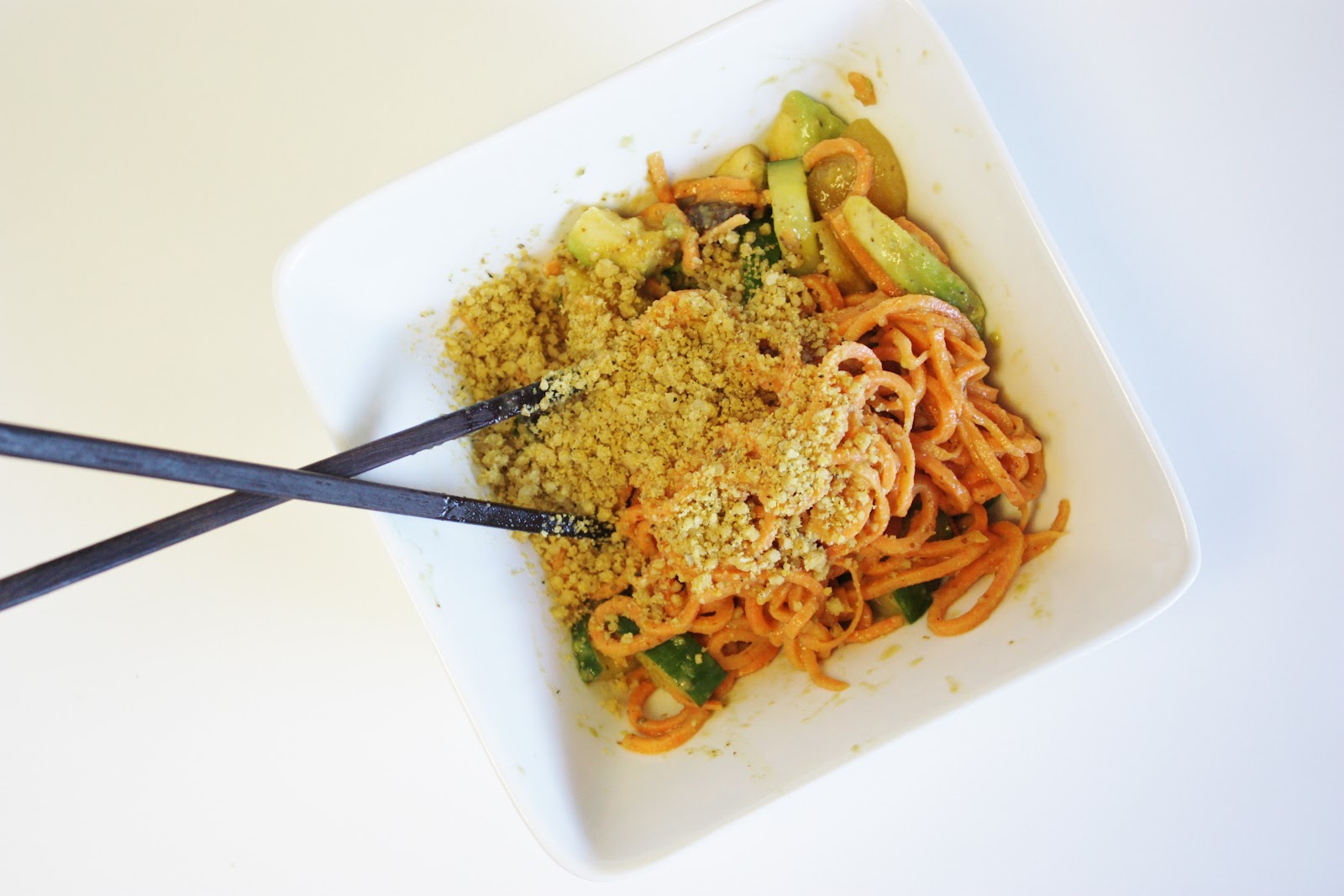 This Rawsome Vegan Life yam noodles with miso sauce