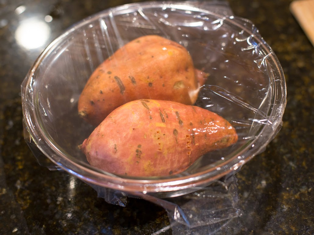 Straight To The Hips Baby Sweet Potato Cerole With Brown Sugar On Your Microwave I Did 13 Minutes To Steam The Sweet Potatoes Be Very Careful When Ling Back Plastic Wrap As Escapes Quickly