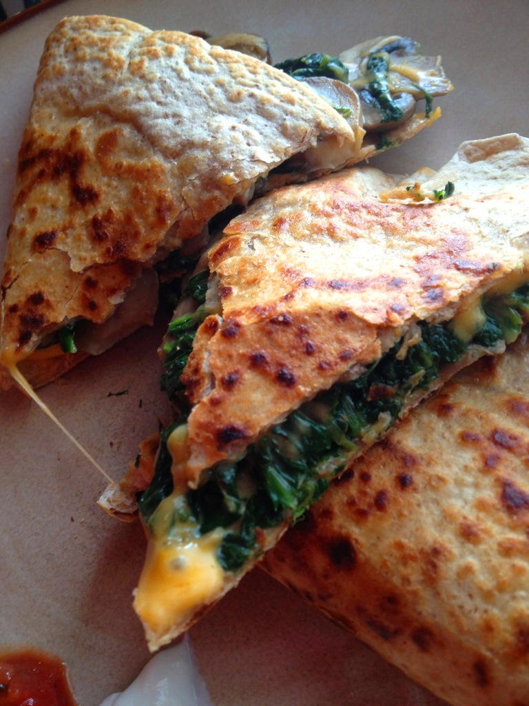 A Healthy Makeover Spinach and Mushroom Quesadilla
