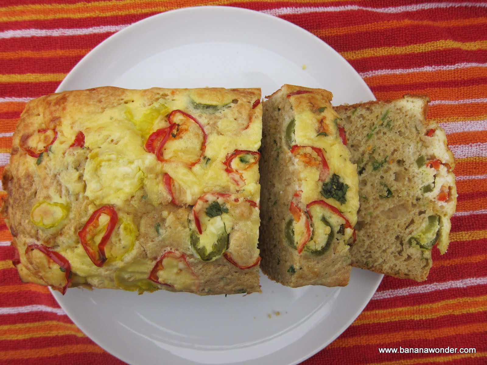 Banana Wonder Buttermilk Bread with Jalapeños and a Cream Cheese River