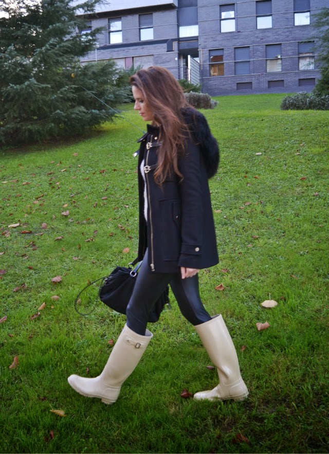 All Over Sequin Hunter boots outfit