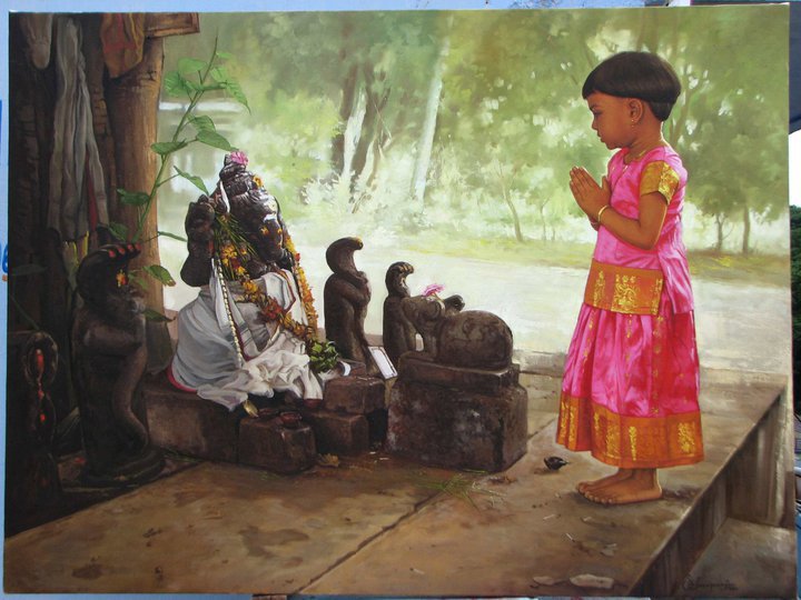 Paintings of Classical young women of Tamil Nadu, India