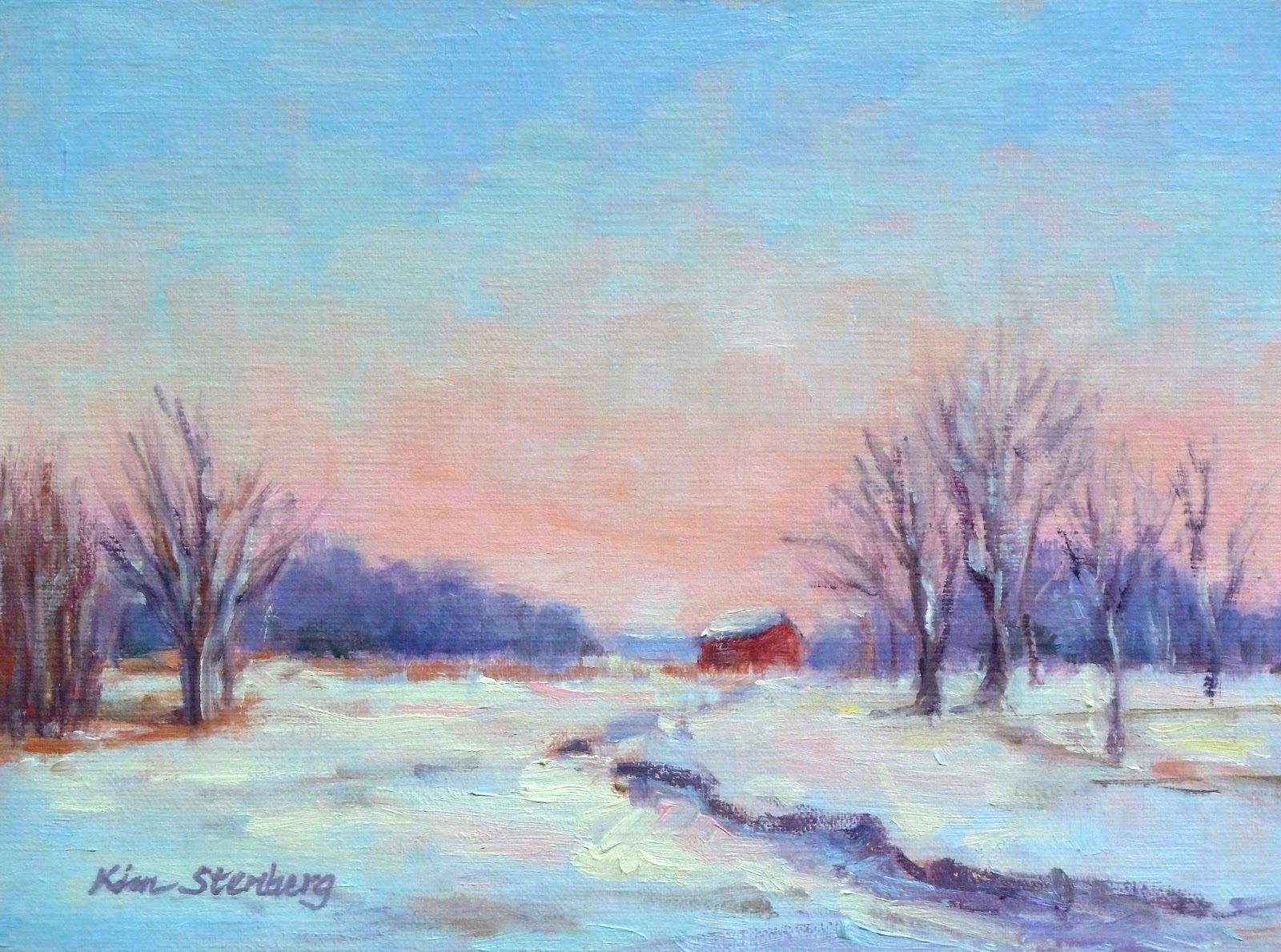 Kim Stenberg's Painting Journal "Winter Field" (oil on linen; 6" x 8