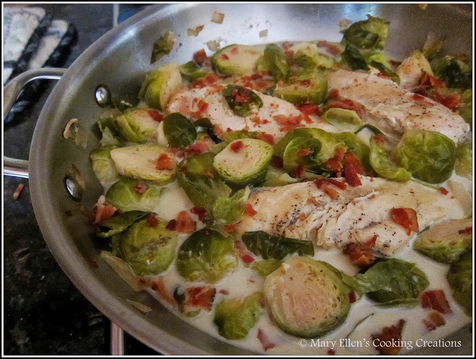 Mary Ellen's Cooking Creations Braised Chicken and Brussels Sprouts in