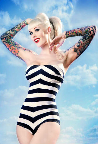 barbie striped swimsuit