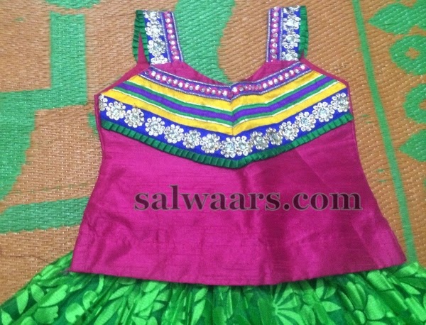 Green Brasso Skirt for 3 to 4 Years Age