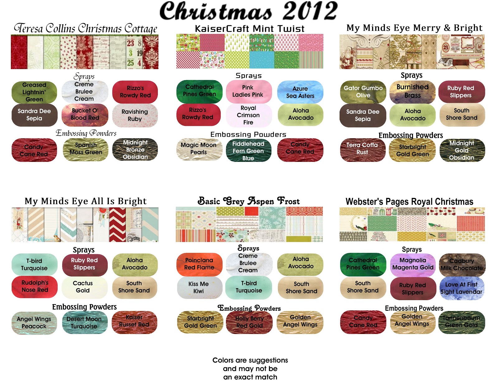 Lindy's Stamp Gang Paper Color Match Charts